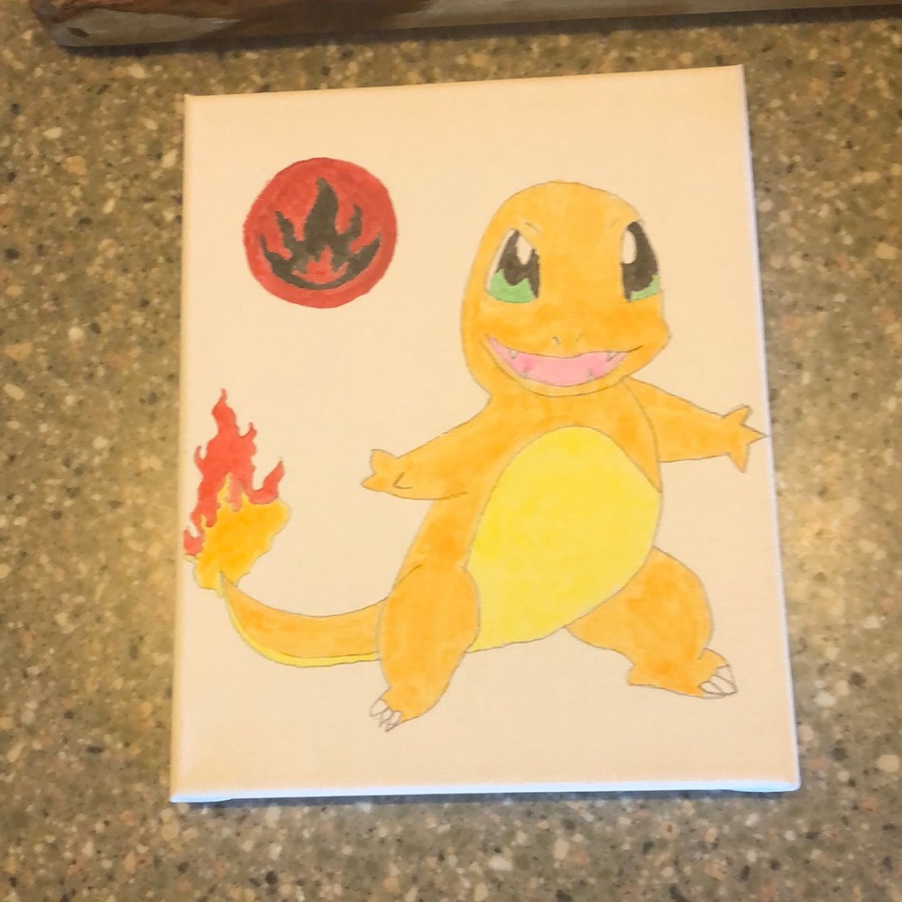 8x10 custom charmander Pokémon painting